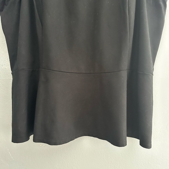 Lane Bryant Black Peplin Top with Decorative Straps - Picture 2 of 7